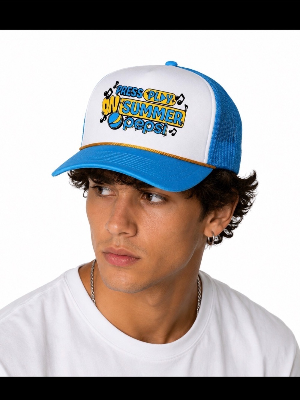 NEW Pepsi trucker hat blue white Y2K 90's throwback style Pepsi Play Summer 80's